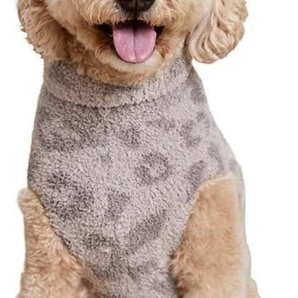 Barefoot Dreams CozyChic Barefoot in The Wild Pet Sweater, Linen-Warm Gray Large